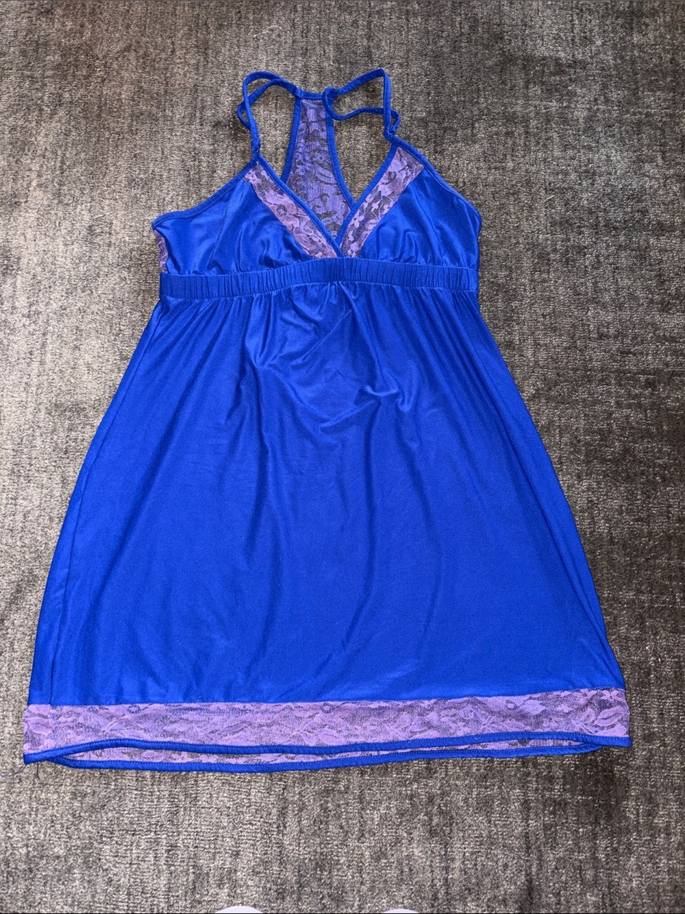 Blue Lace-Trim Chemise Nightdress